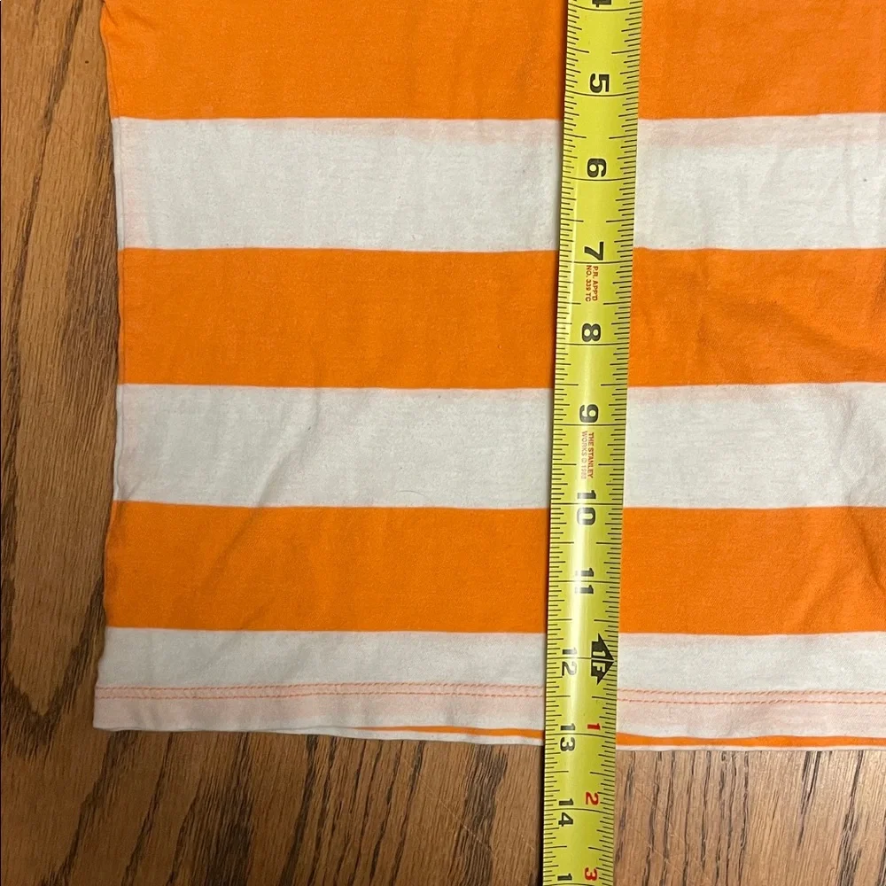 Polo by Ralph Lauren Kids Orange and White Striped Tee tiny ruffle sleeve 3T